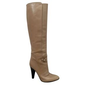 Mayle Leather Taupe Riding Boots 35